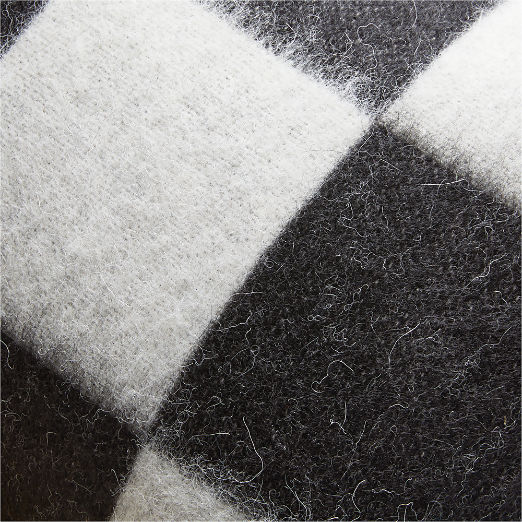 Crosby Black and Ivory Alpaca Throw Pillow with Feather-Down Insert 23"x23" by Blacksaw