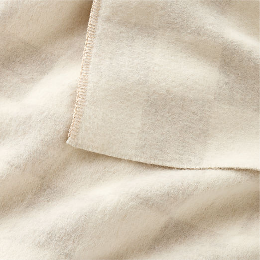 Crosby Ivory Check Alpaca Wool Full/Queen Bed Blanket by Blacksaw