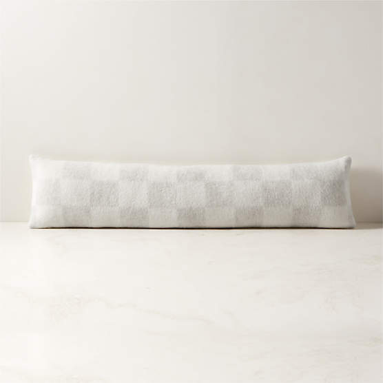 Crosby Ivory Check Alpaca Lumbar Pillow with Feather-Down Insert 48"X12"