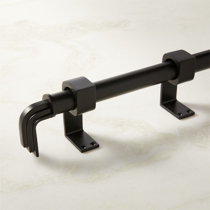 Carraway Single Matte Black Curtain Rod with Matte Black Finials 48"-88"x1.25" - image 0 of 2