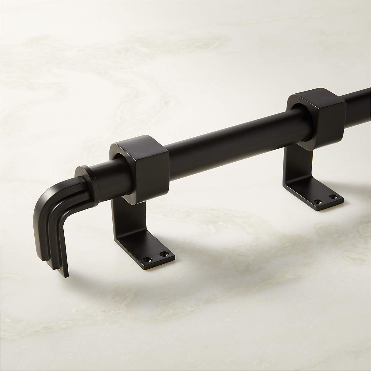 Carraway Single Matte Black Curtain Rod with Matte Black Finials 48"88