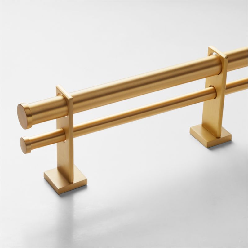 View Cruz Double Brushed Brass Curtain Rod 48"–88" details