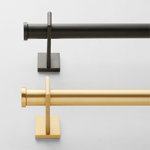 Cruz Single Brushed Brass Curtain Rod 88"-120"x1.25"