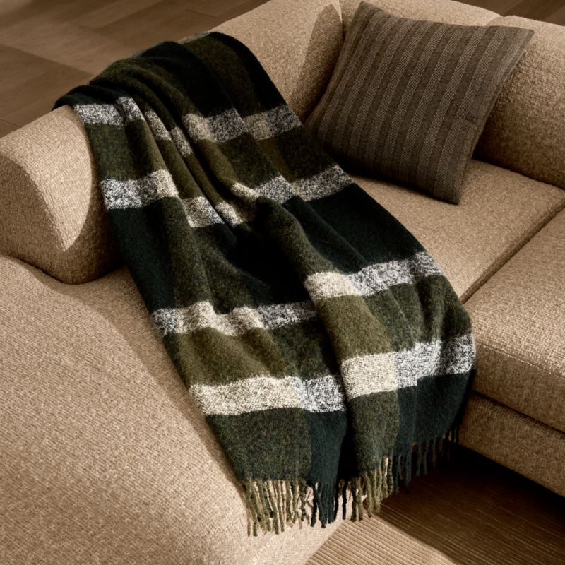 Cervino Green Plaid Wool Blend Throw Blanket 55"x70" - image 1 of 3