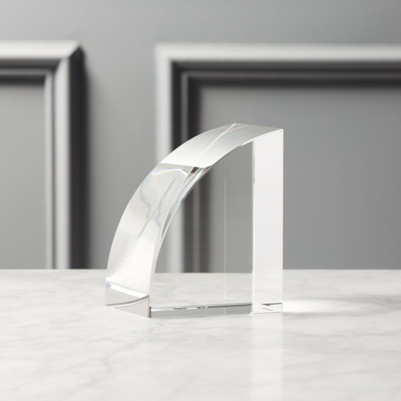 View Modern Curved Crystal Glass Bookend details