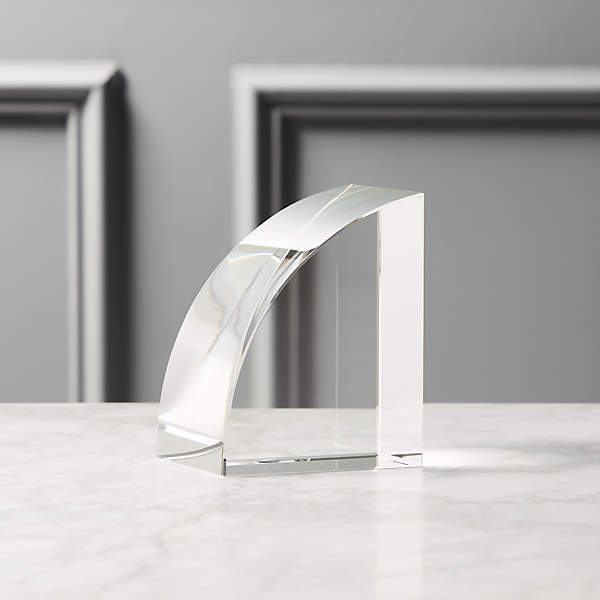 Modern Curved Crystal Glass Bookend