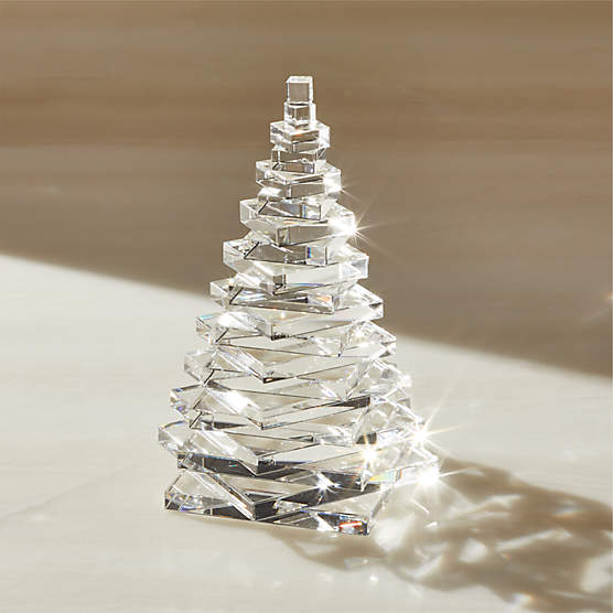 Crystal Glass Christmas Tree Figure 8.25"