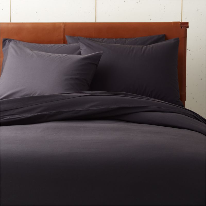 Viewing product image Organic Cotton Percale 400 Thread Count Black King Duvet Cover - image 1 of 2