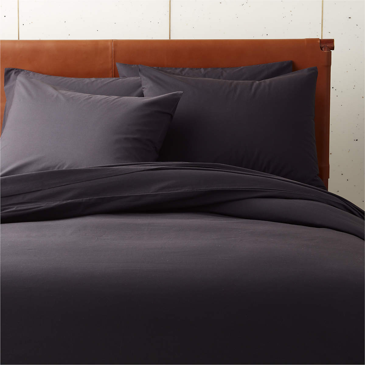 Organic Cotton Percale 400 Thread Count Black Full/Queen Duvet Cover