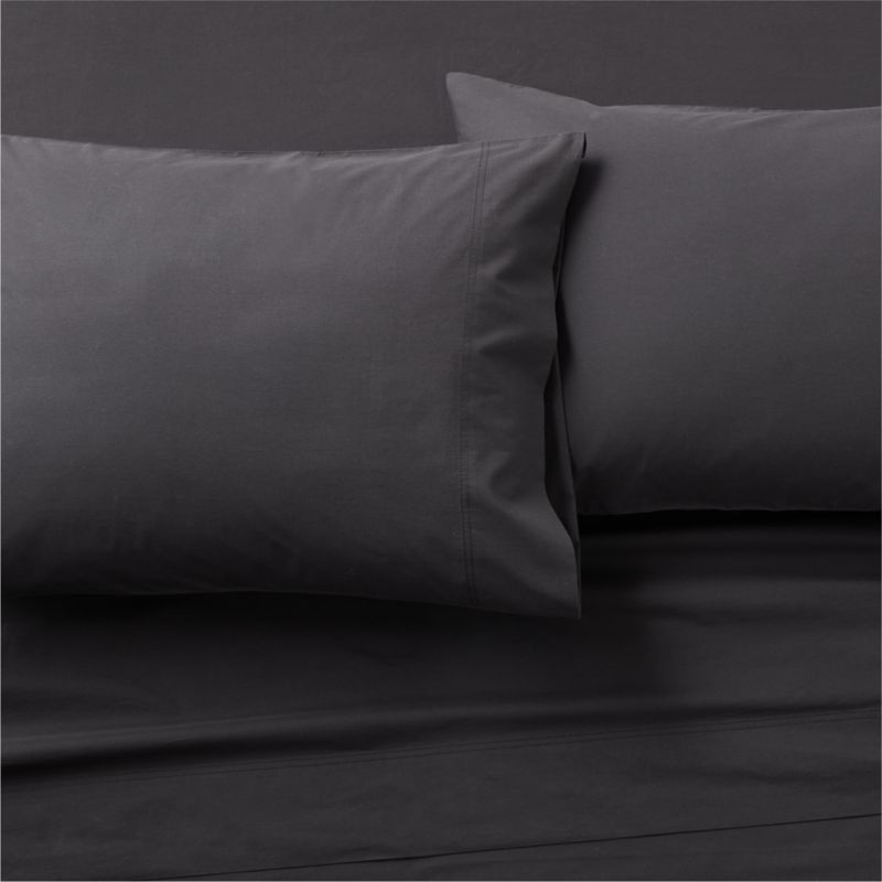 View Organic Cotton Percale 400 Thread Count Black King Sheet Set details