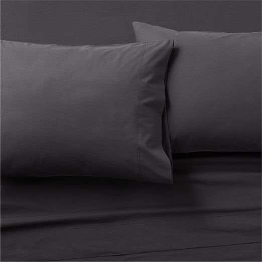 Organic Cotton Percale 400 Thread Count Black Full Sheet Set