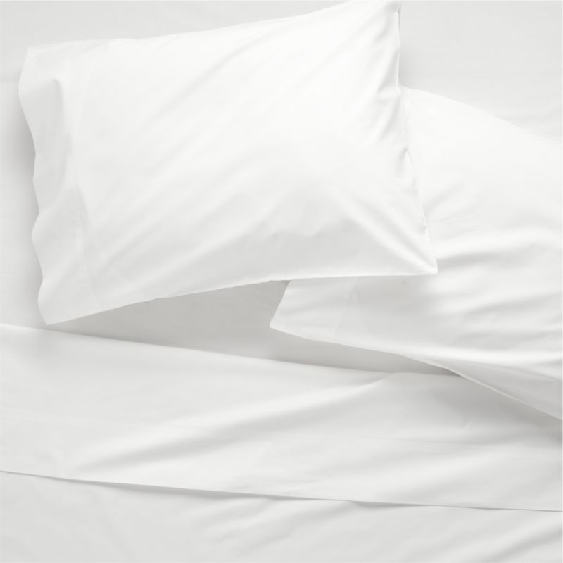 View Classic Organic Cotton Percale 400 Thread Count White Queen Sheet Set details