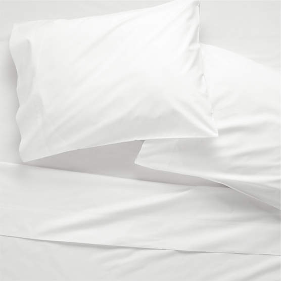 Organic Cotton Percale 400 Thread Count White Queen Sheet Set