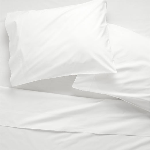 Organic Cotton Percale 400 Thread Count White Sheet Sets