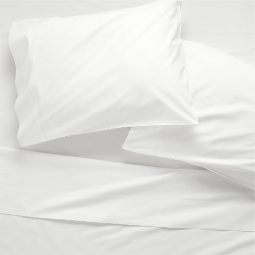 Organic Cotton Percale 400 Thread Count White Full Sheet Set