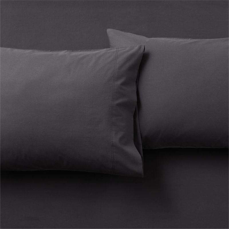View Cotton Percale 400 Thread Count Black Standard Pillowcases Set of 2 details
