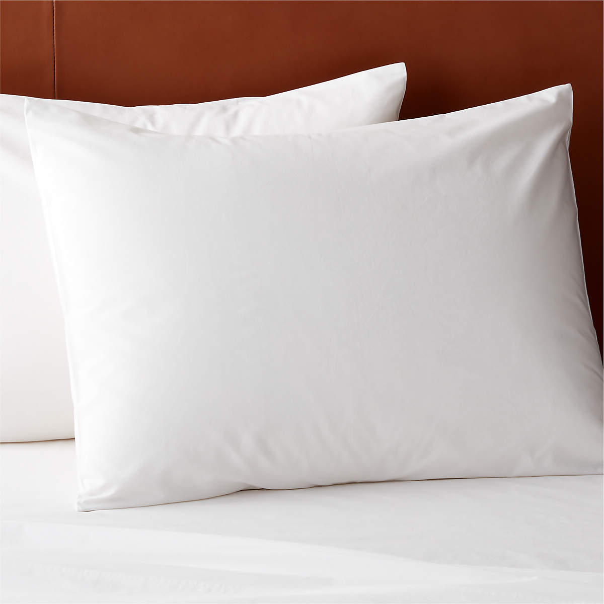Organic Cotton Percale 400 Thread Count White Standard Shams Set of 2 + Reviews CB2