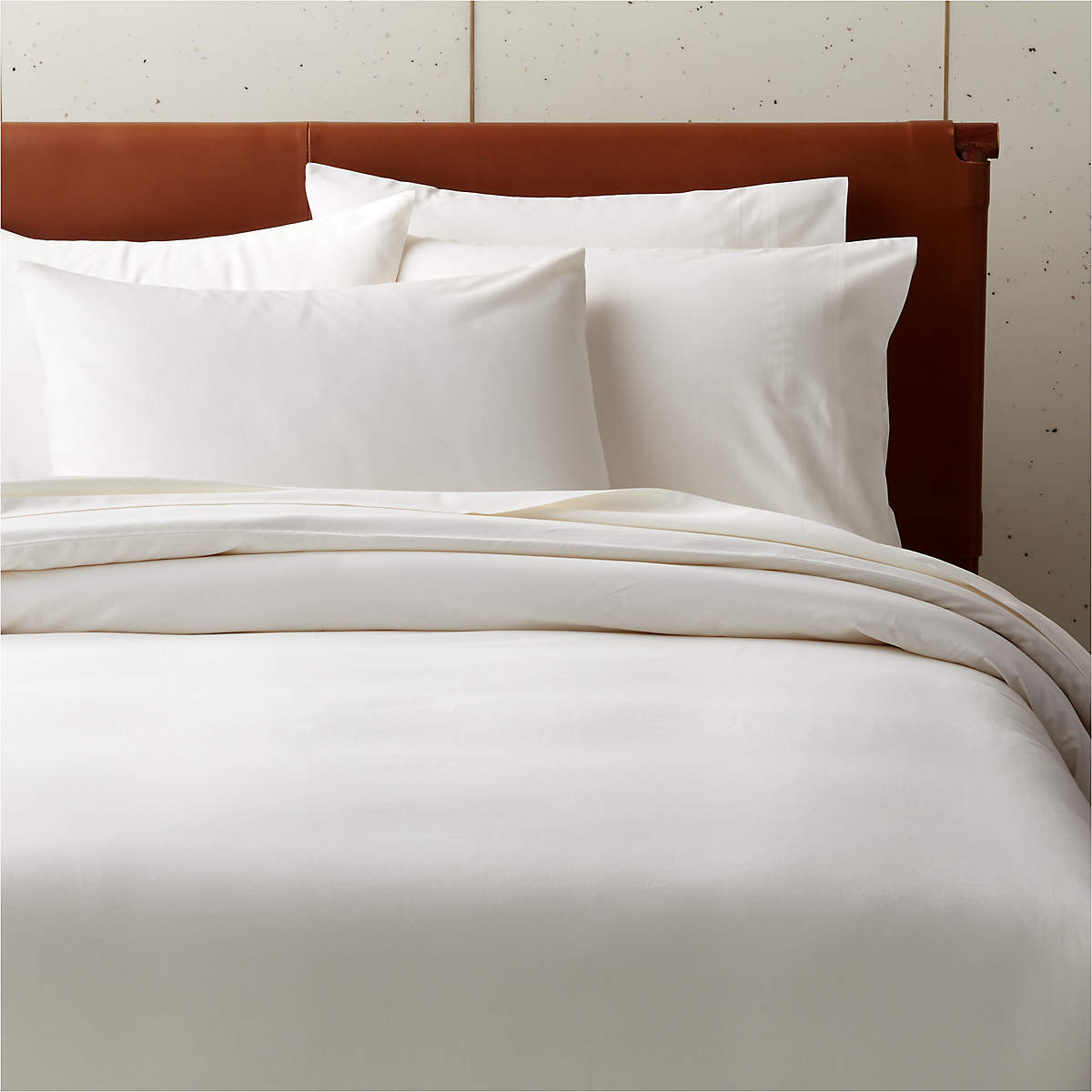 Organic Cotton Sateen 520 Thread Count Ivory Queen Duvet Cover + Reviews | CB2