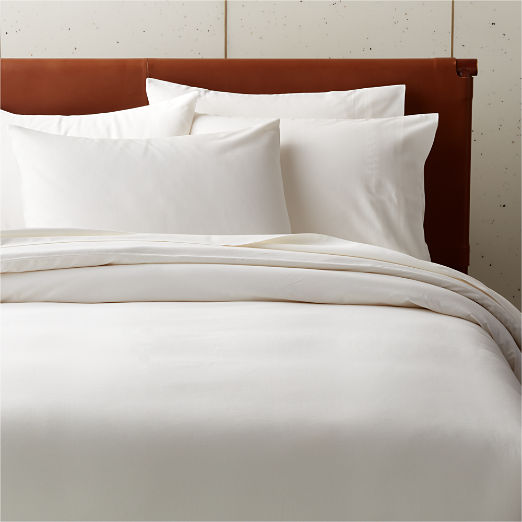 Organic Cotton Sateen 520 Thread Count Ivory King Duvet Cover