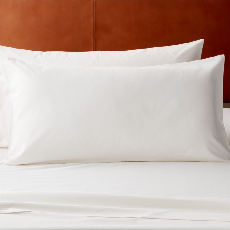 Organic Cotton Sateen 520 Thread Count Ivory King Pillow Shams Set of 2 - image 0 of 4