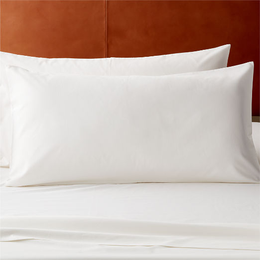 Organic Cotton Sateen 520 Thread Count Ivory King Pillow Shams Set of 2