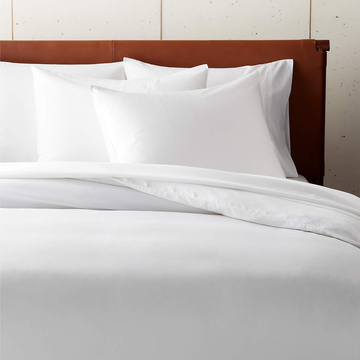 Organic Cotton Sateen 520 Thread Count White Duvet Cover and Shams CB2