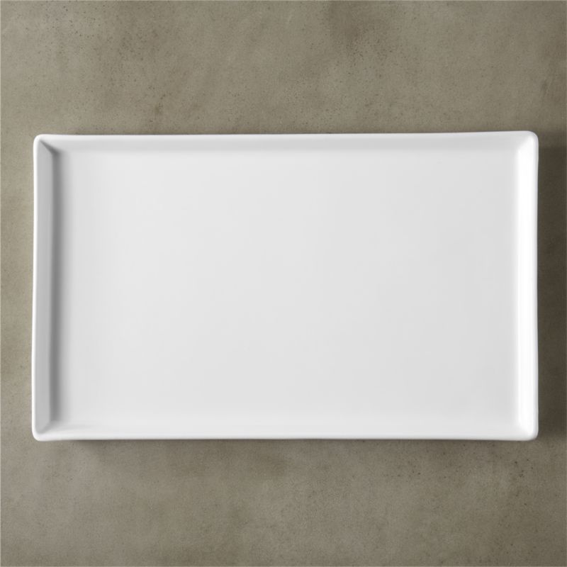 View Cuatro Rectangular White Serving Platter Large details