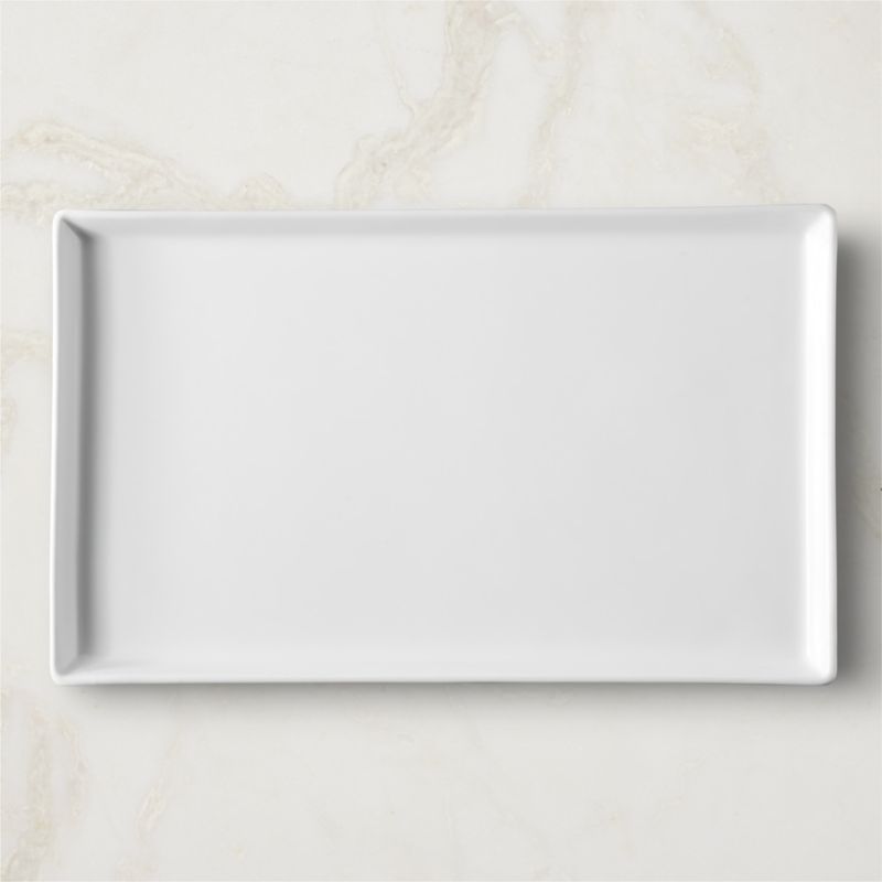 View Cuatro Rectangular White Serving Platter Large details