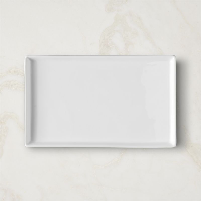 View Cuatro Rectangular White Serving Platter Medium details