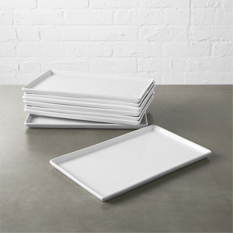 View Cuatro Rectangular White Serving Platter Medium Set of 8 details