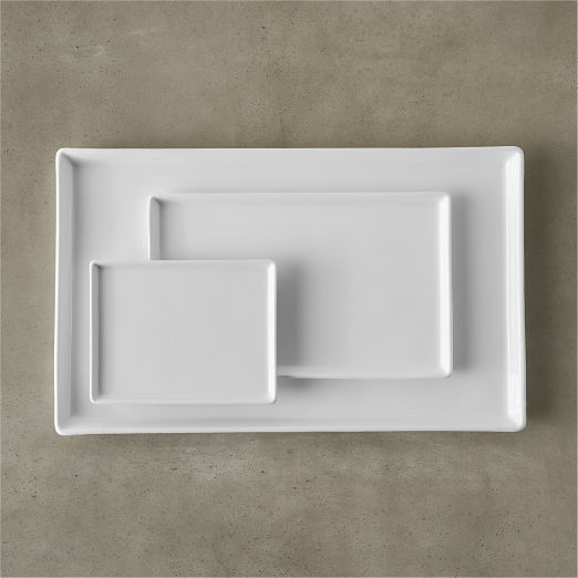 Cuatro Rectangular White Serving Platter Small