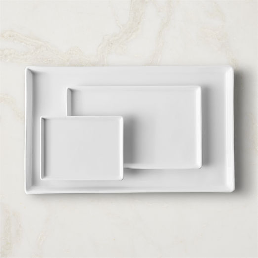 Cuatro Rectangular White Serving Platter Medium Set of 8