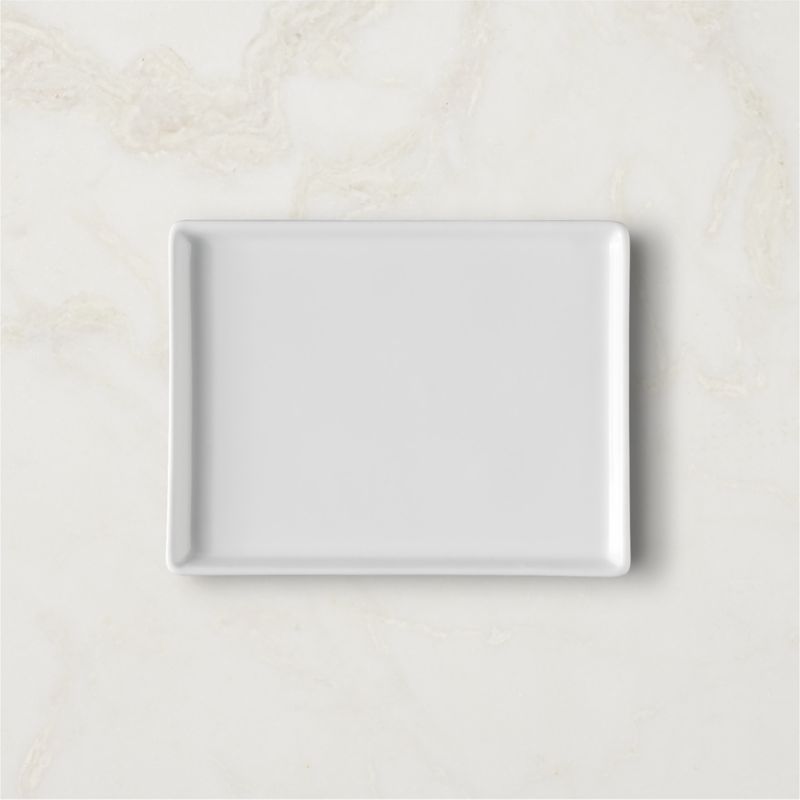 View Cuatro Rectangular White Serving Platter Small details