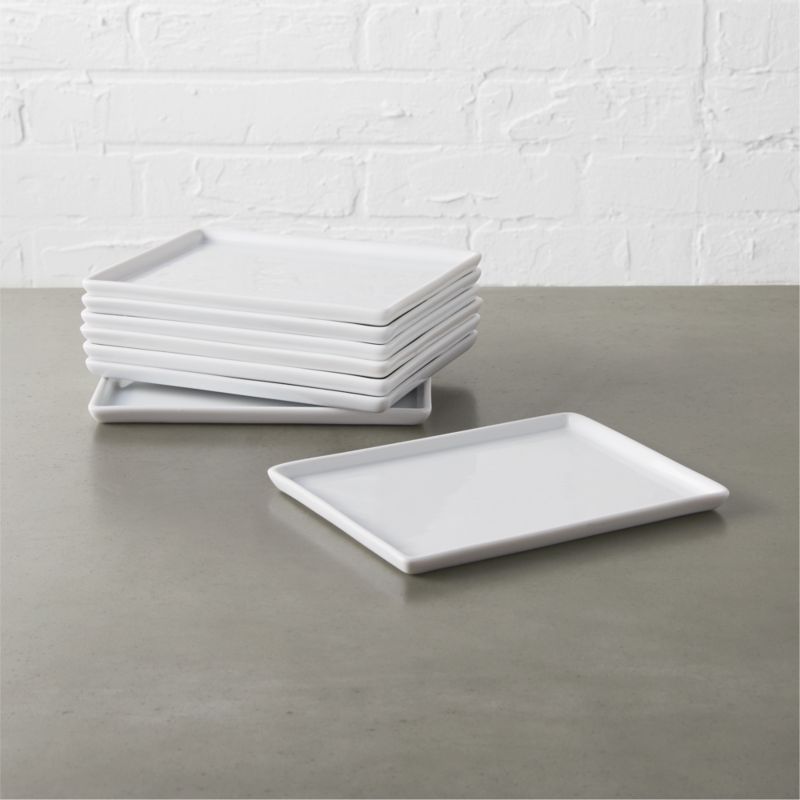 View Cuatro Rectangular White Serving Platter Small Set of 8 details