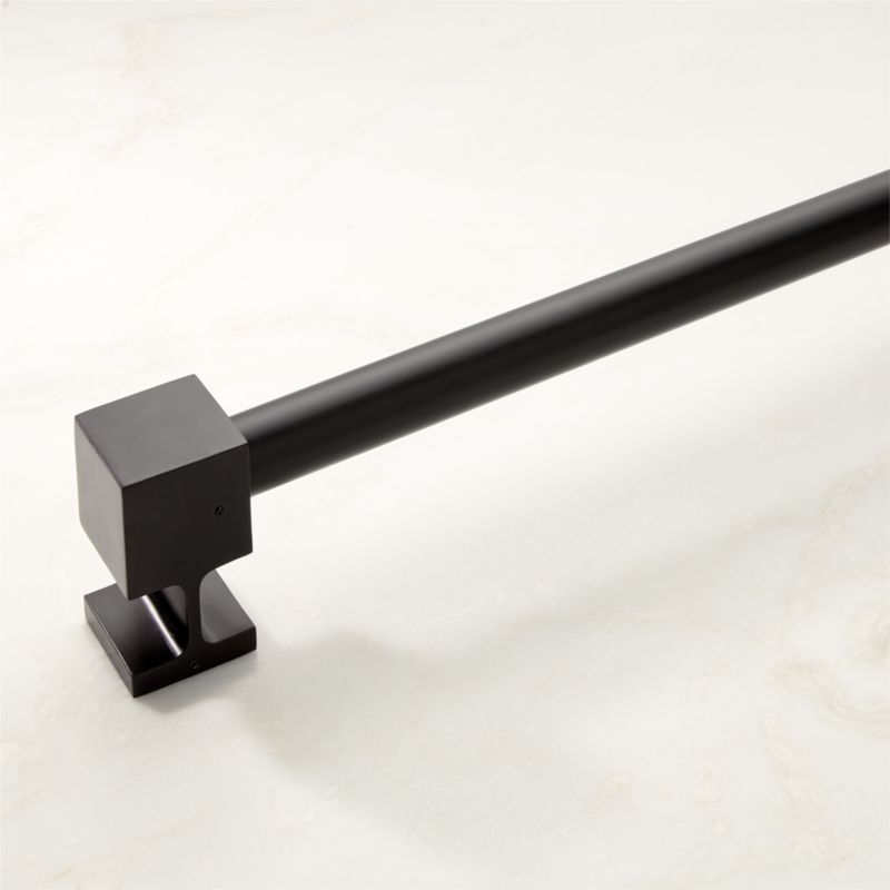 Matte Black Adjustable Curtain Rod with Cube Endcap 28''-48" - image 0 of 3