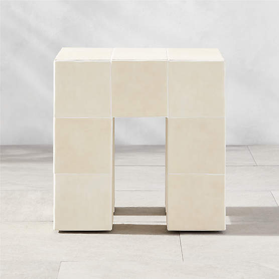Terrazzo White Modern Outdoor Patio Side Table + Reviews CB2