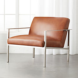Modern Accent Chairs And Armchairs Cb2 Cue Brown Leather Lounge Chair