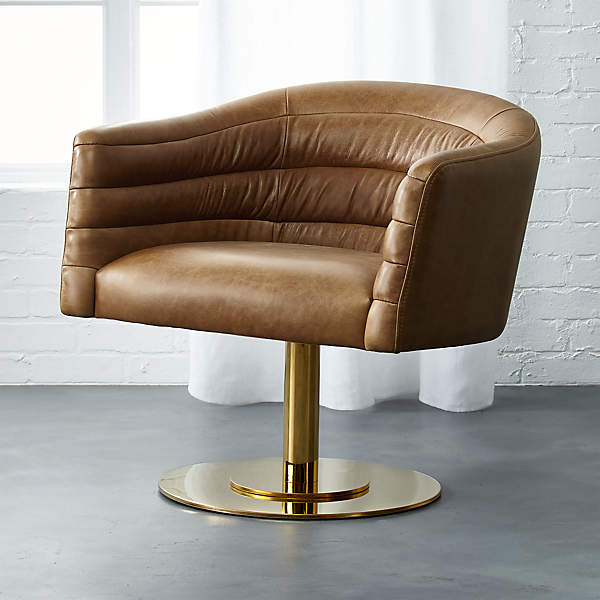 Cupa Large Modern Leather Chair, Brown Leather Roller Chair