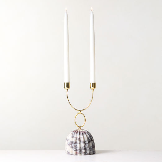 Cupola Viola Marble Double Taper Candle Holder
