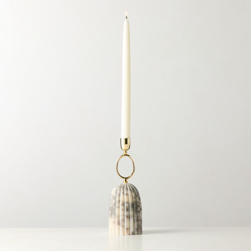 View Cupola Viola Marble Taper Candle Holder Tall details