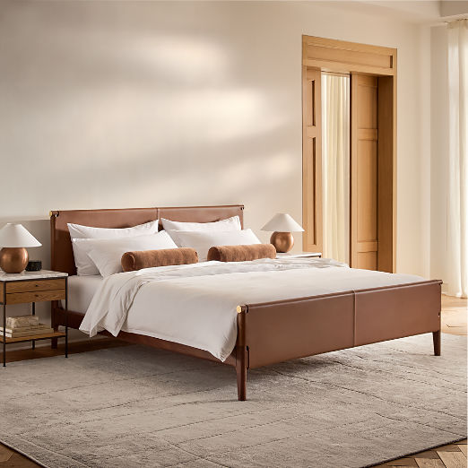 Curator Brown Leather Upholstered King Bed
