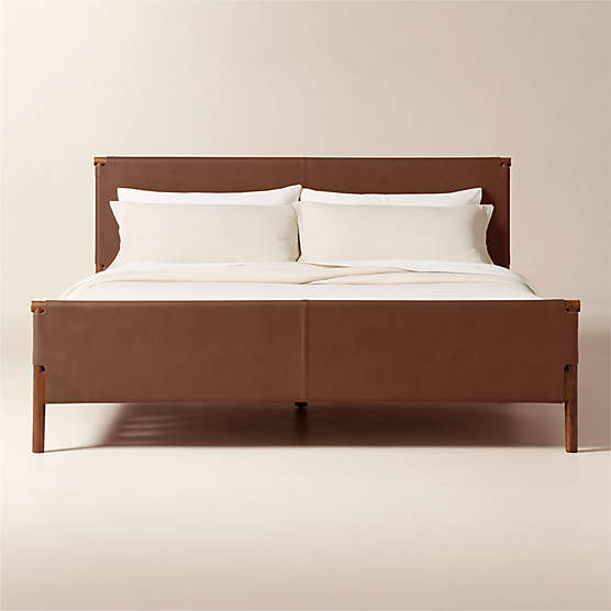 Curator Brown Leather Upholstered King Bed