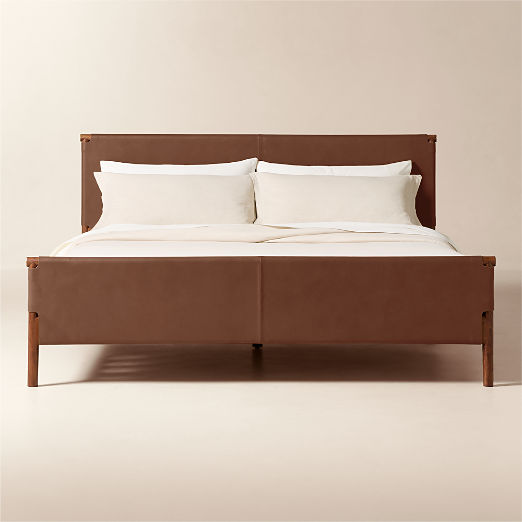 Curator Brown Leather Upholstered King Bed
