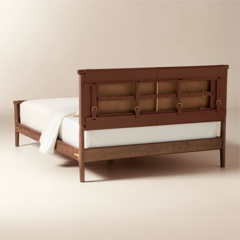 Curator Brown Leather Upholstered Queen Bed - image 7 of 12