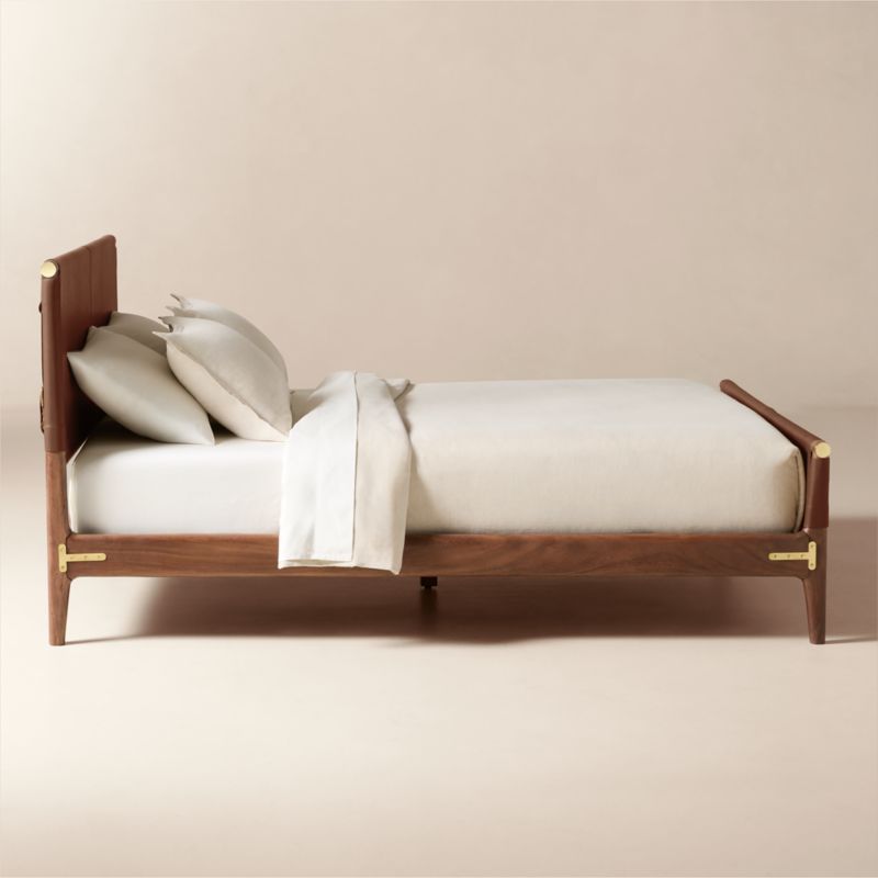 Curator Brown Leather Upholstered Queen Bed - image 6 of 12