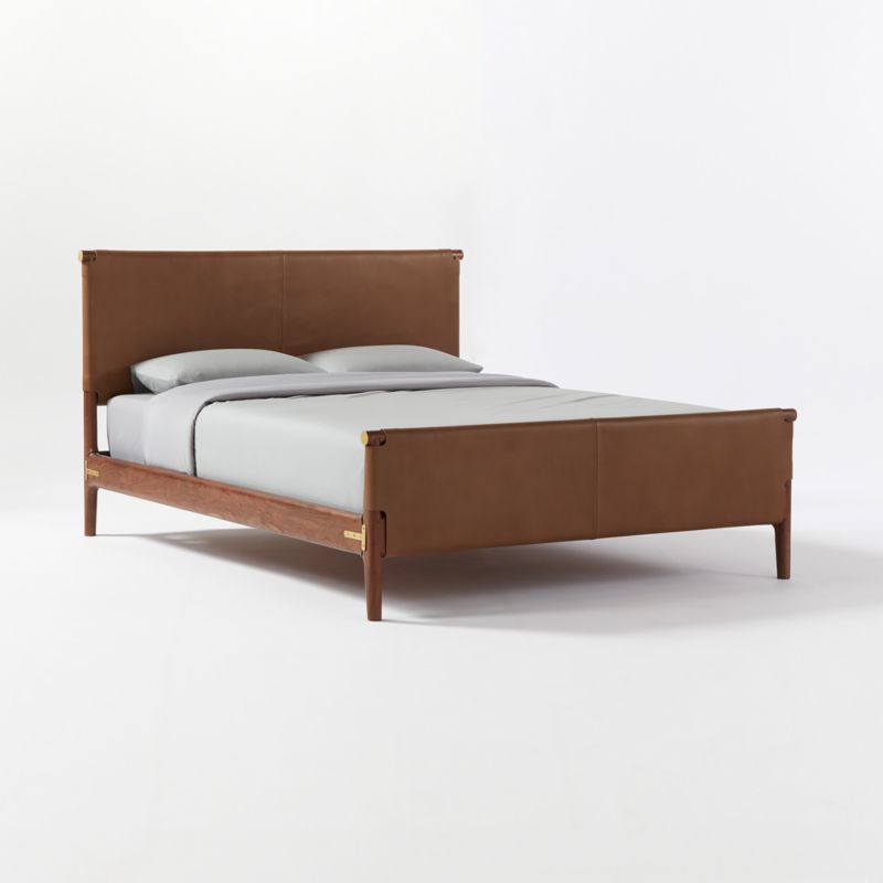 Curator Brown Leather Queen Bed - image 3 of 10