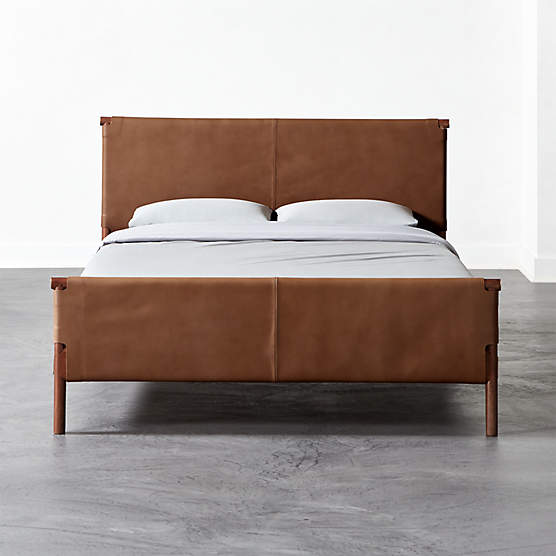 Curator Brown Leather Queen Bed