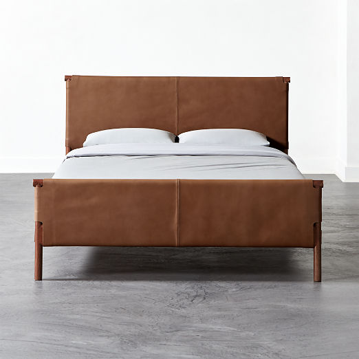 Curator Brown Leather Queen Bed