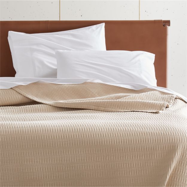 Current Camel Full/Queen Cotton Blanket | CB2