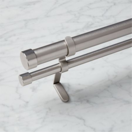 Brushed Aluminum Double Rod Curtain Rod Set Cb2